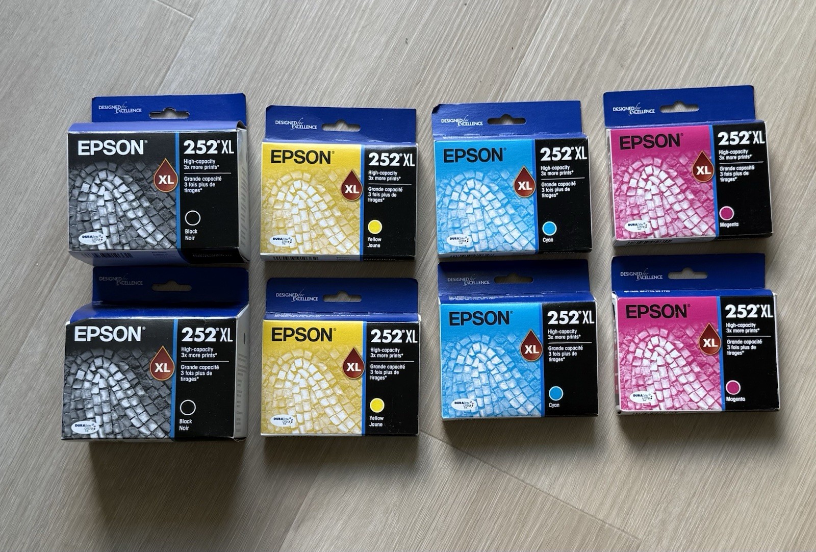 Epson 252XL Printer Cartridges Black Cyan Yellow Magenta High Yield 4 For $110.