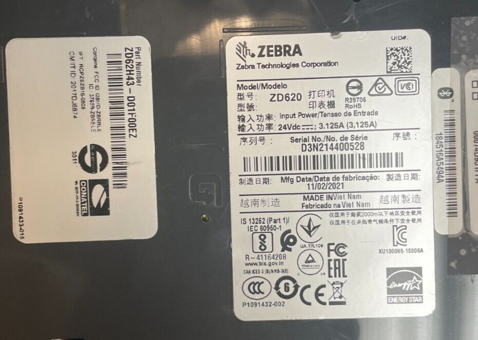 Zebra ZD620 Thermal Label USB Printer ZD62H42-D01L01EZ LAN LCD 200 dpi