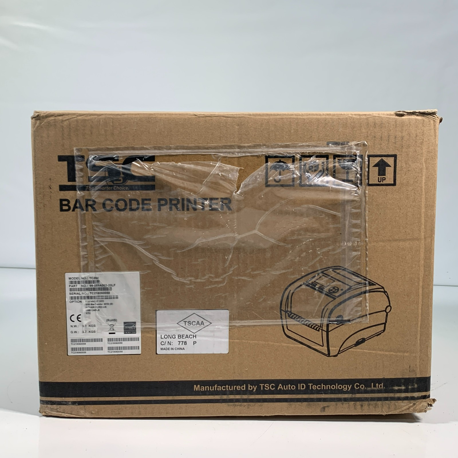 TSC TC200 Desktop Label/Barcode Printer Device Only Power Tested Used