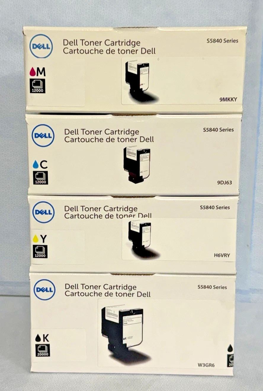 Dell GENUINE NEW SEALED 5840 Series Colored Toner Cartridge Set of 4 (B Y M C)