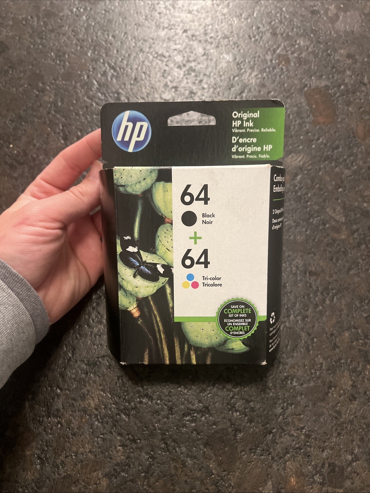 HP ORIGINAL INK 64 Black + Tri-Color Combo Cartridge Exp April 2020 Unopened