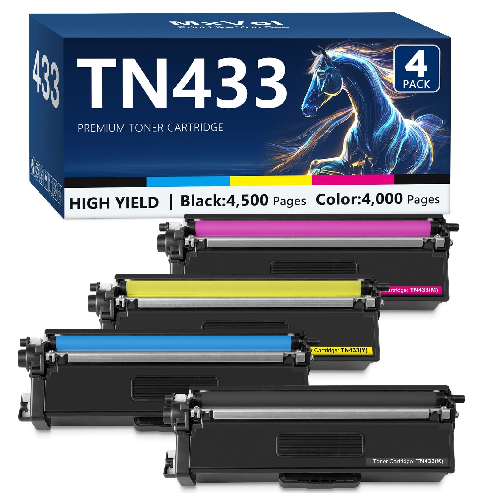 TN433 Toner Cartridge Set Replacement for Brother TN-433 TN431 Toner Cartridg…