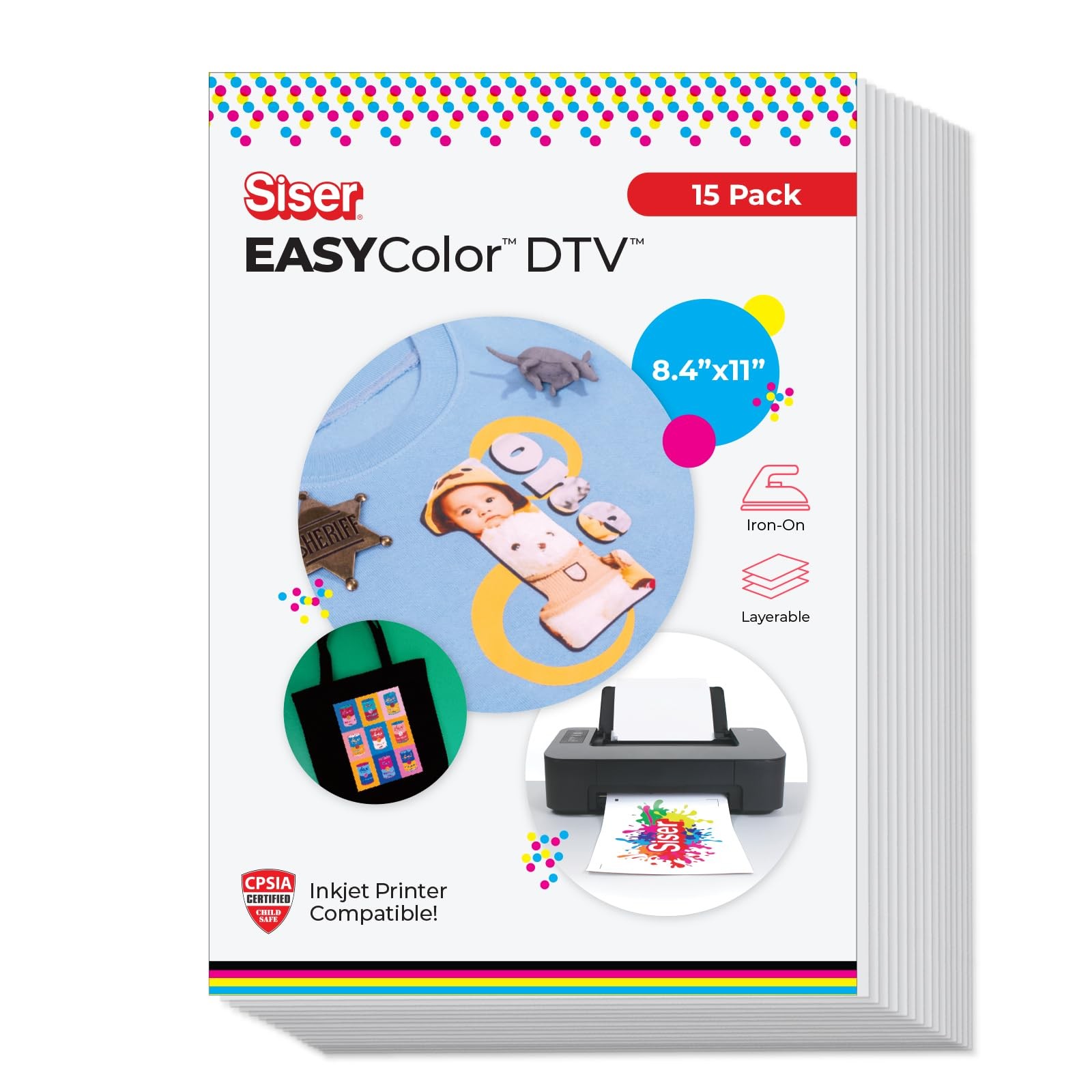 15 PCS EasyColor DTV 8.4×11 Inch Heat Transfer Vinyl Inkjet Compatible Pot