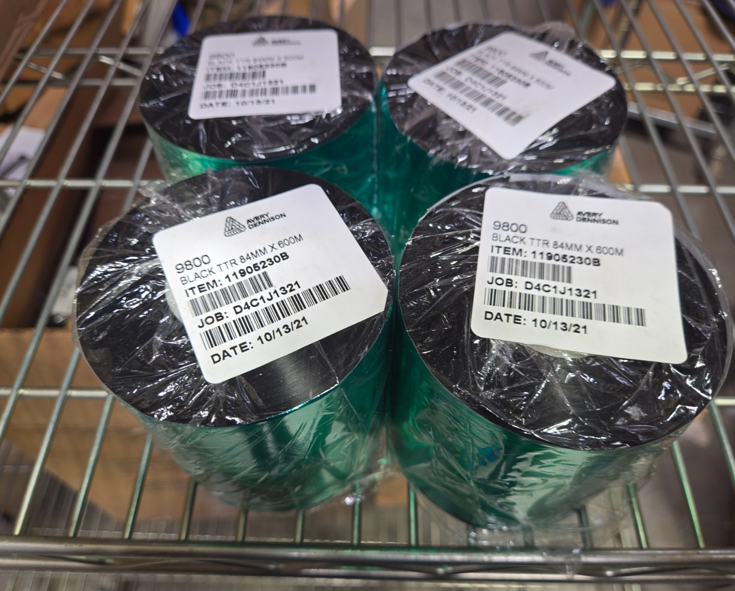 Qty 4 Avery Dennison Monarch 9800 High Speed Wax Ribbon 84mm x 600m Black