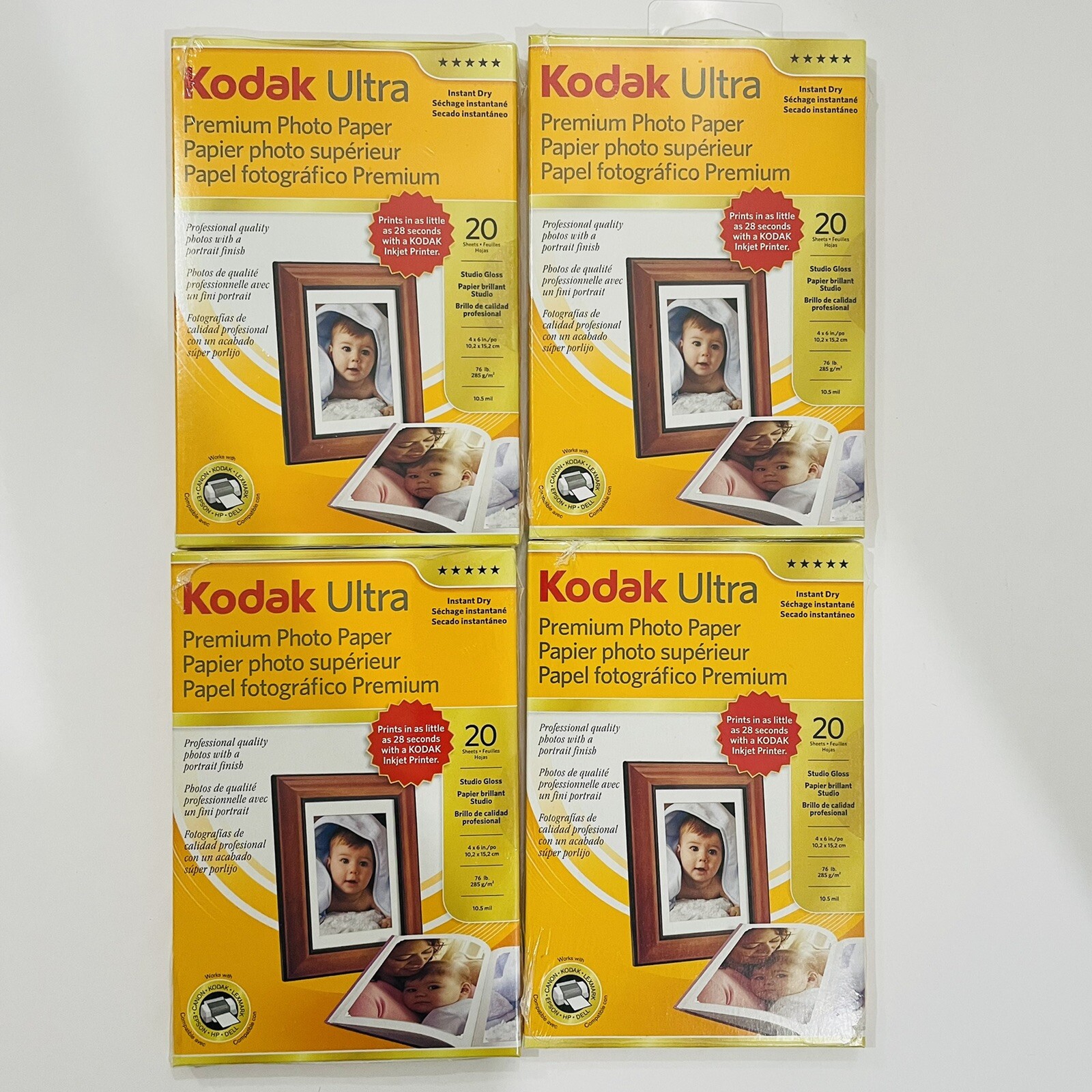 KODAK Ultra Premium Photo Paper 20 Sheets Studio Gloss Instant Dry 4×6 SET OF 4