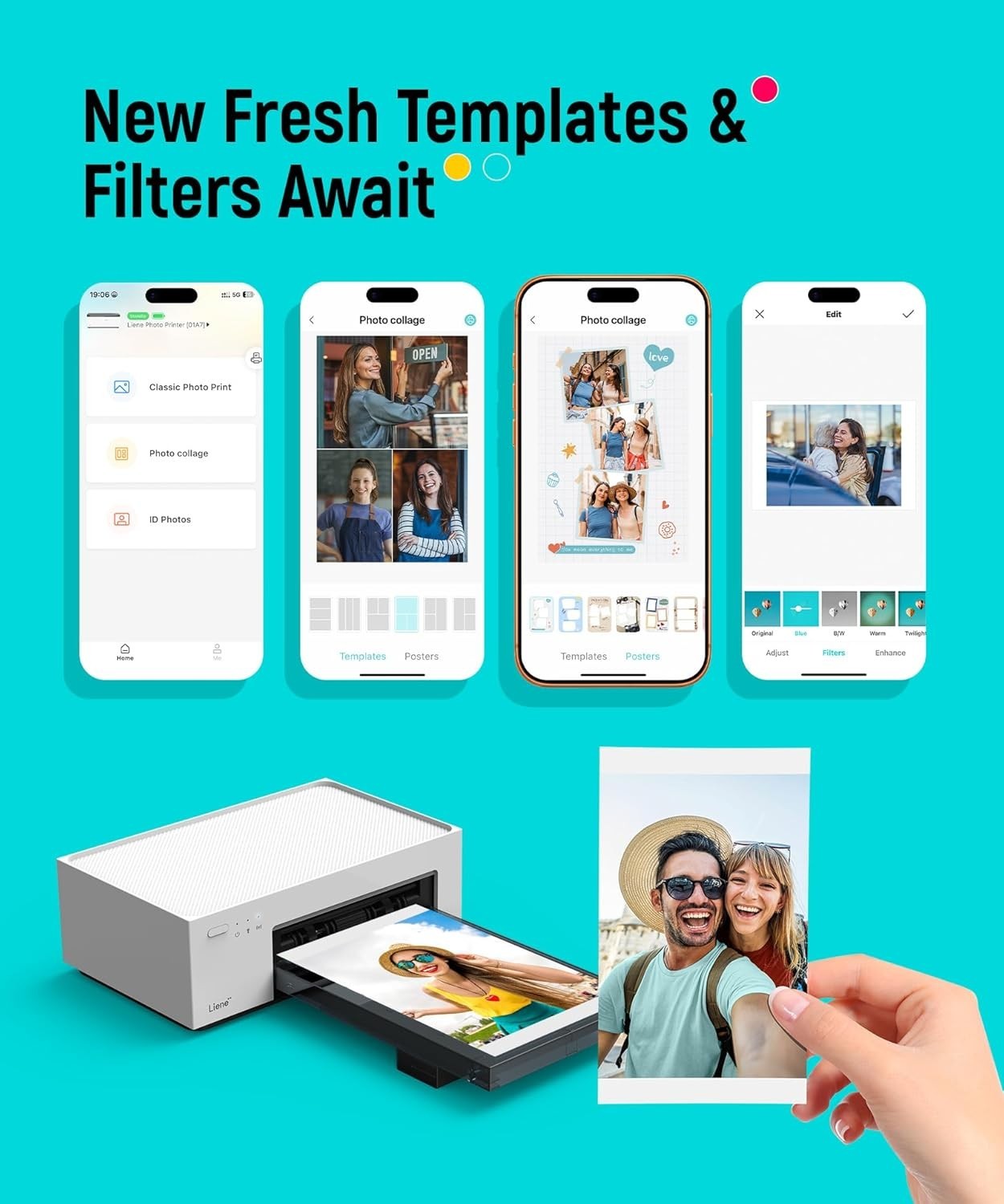 Liene Amber M100 Instant 4″x6″ PhotoPrinter●DHP513+Big Cartridge Bundle●Wireless