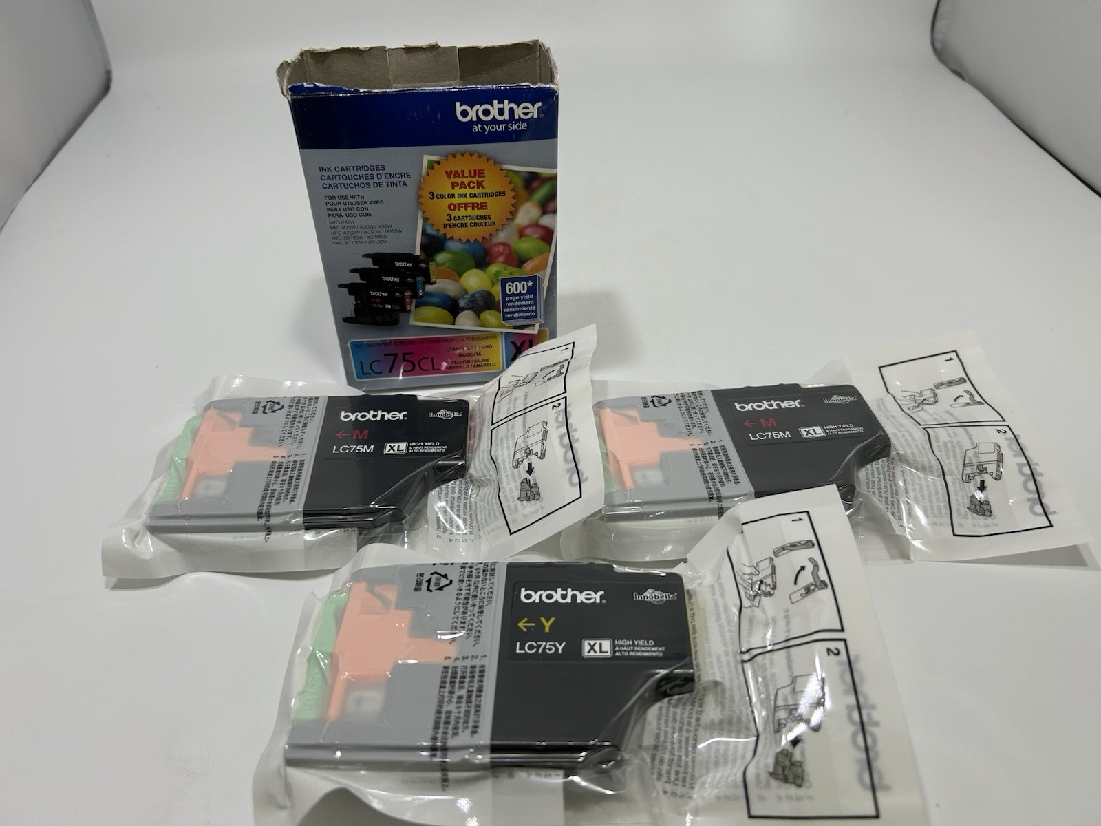 Brother LC75 XL Genuine LC75M LC75Y Ink Cartridges Lot