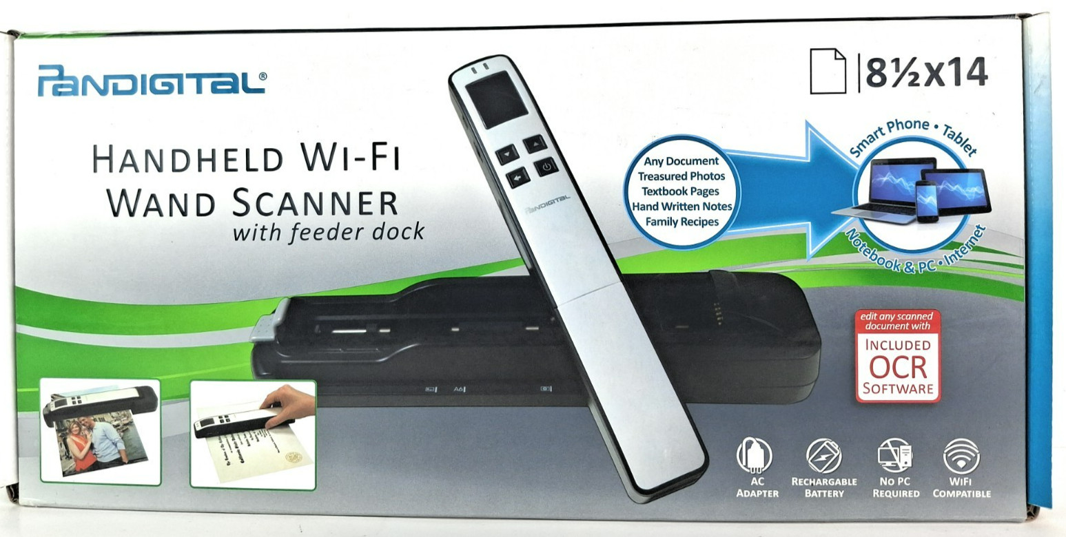 Pandigital Handheld Wi-Fi Wand Scanner S8X1103BL 128MB w/Dock & ORC Software New