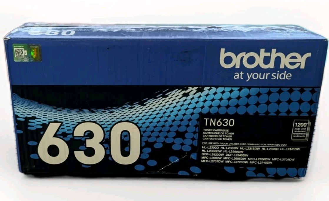Genuine Brother TN630 Black Toner Cartridge 1200 Page Yield – New In Open Box