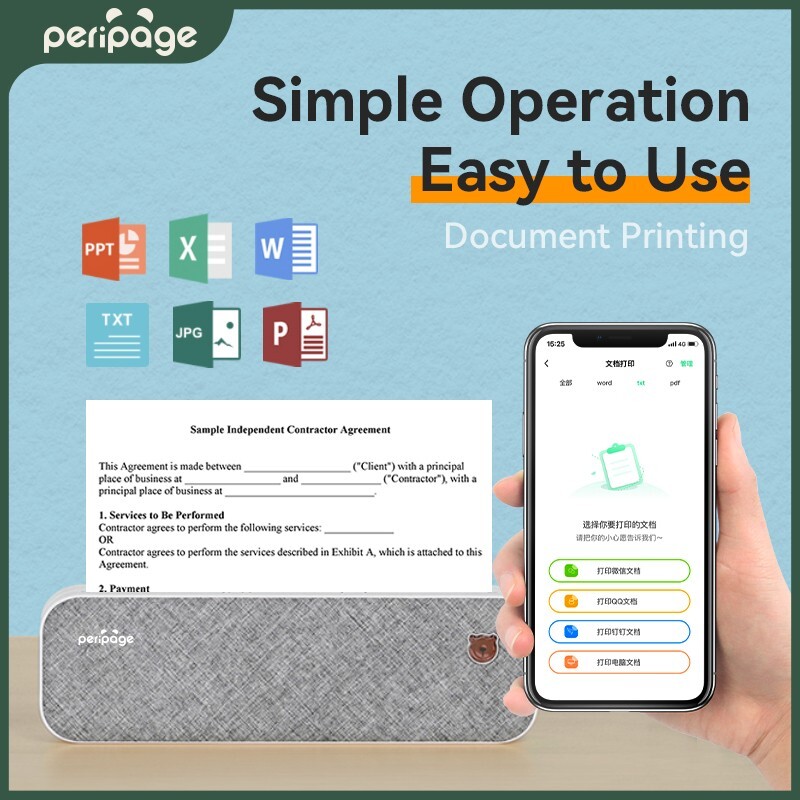 Peripage Printer Bluetooth Portable Wireless A4 Paper Document Thermal Print USB