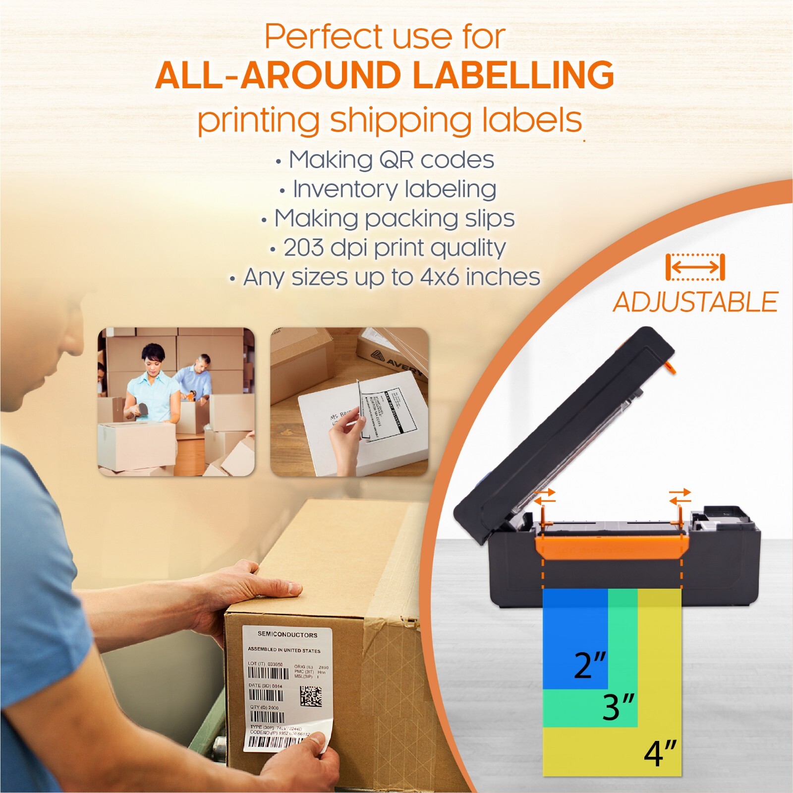 Bluetooth Ready Thermal Label Printer Adjustable High Speed Direct USB Thermal
