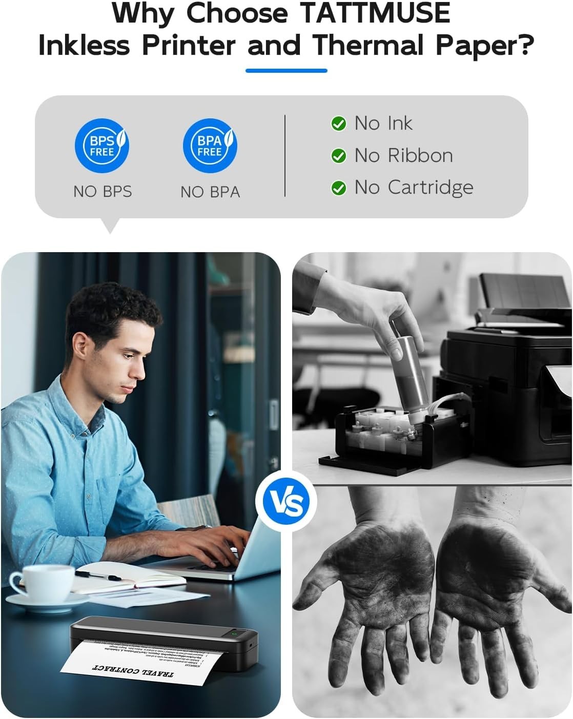 Portable Wireless Thermal Printer Set | Rechargeable, Ideal for Mobile Printing