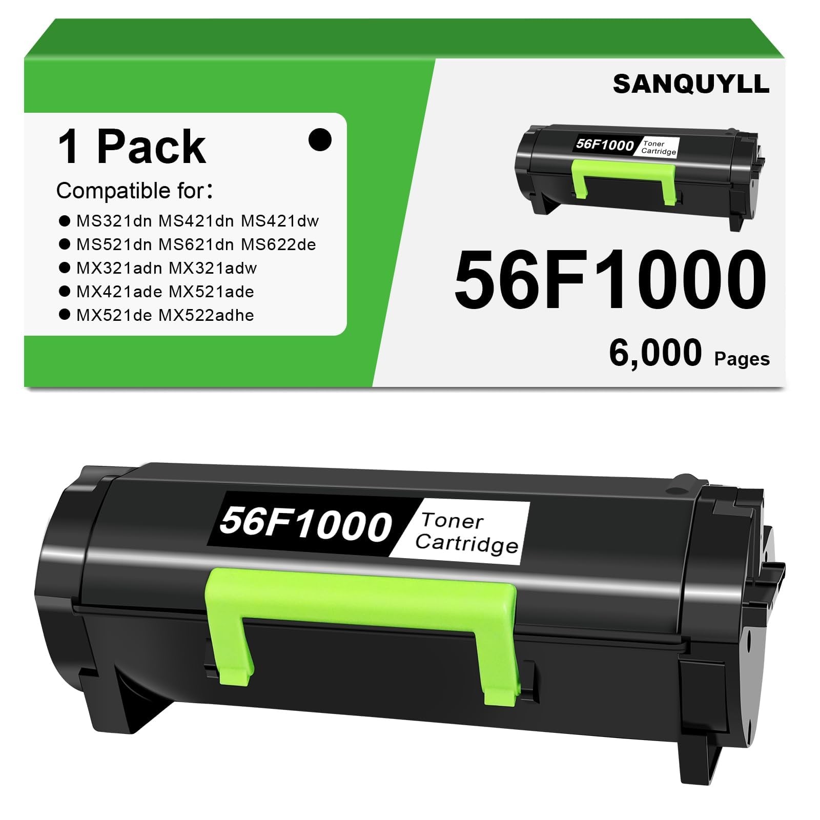 56F1000 Toner Cartridge 56F1H00 Black Toner High Yield 6,000 Pages 1-Pack