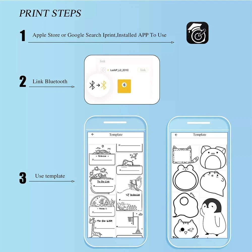Mini Thermal Printer Pocket Photo Printer Wireless Printer or Label Paper