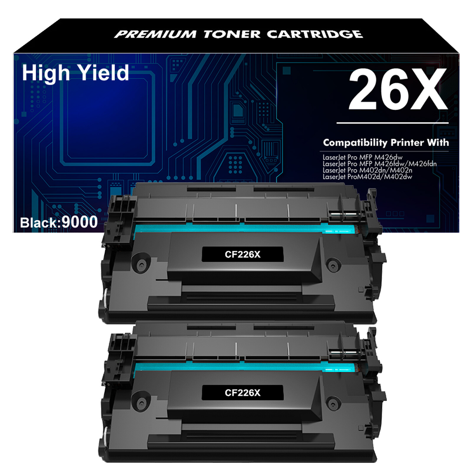 2x CF226X For HP 26X Laserjet Pro MFP M426fdw M402n M402dn M426fdn Toner CF226XC