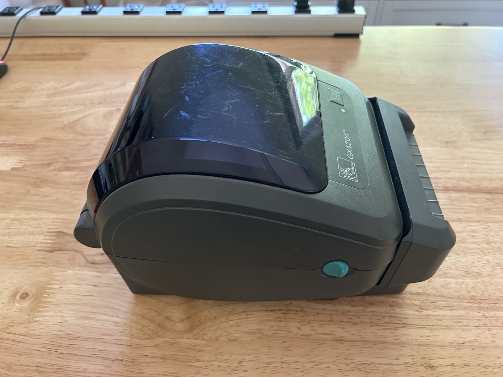Zebra GX420D Thermal Printer, Cutter, Power Adapter, and wireless router