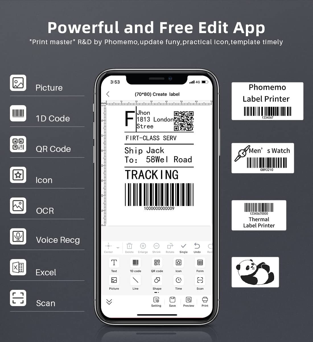 Phomemo M220 Label Maker Portable Bluetooth Thermal Maker Printer Lot 2200mAh
