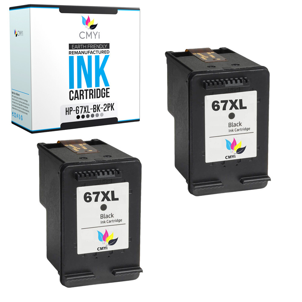 Compatible HP 67XL Black Printer Ink 2PK for HP DeskJet 4155e, 2755e, 2700, 2732