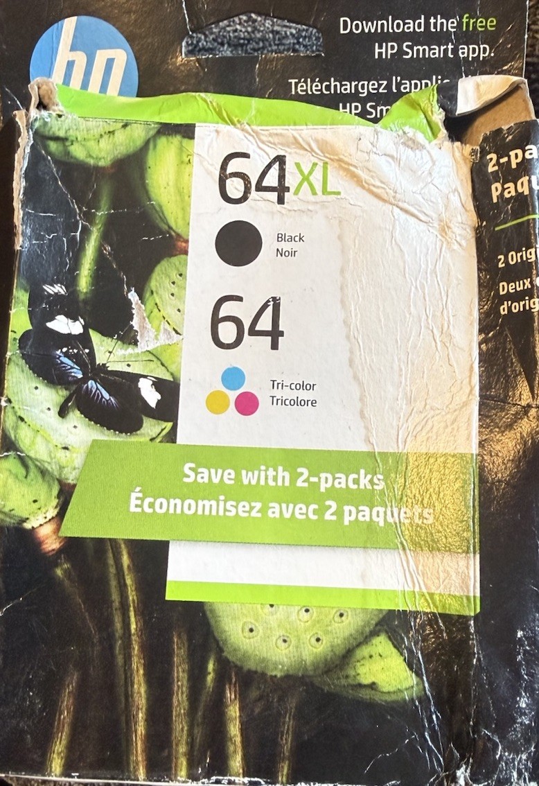 HP 64XL Black And 64 Tricolor Original Genuine Ink Cartridges Exp March 2026