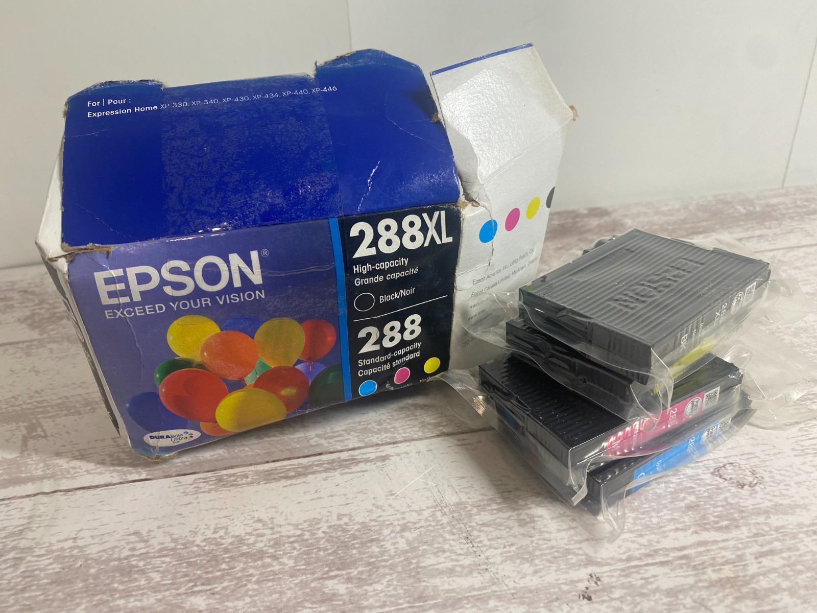 Epson 288XL Black/288 Cyan Magenta Yellow Expired 05/2027 New Sealed