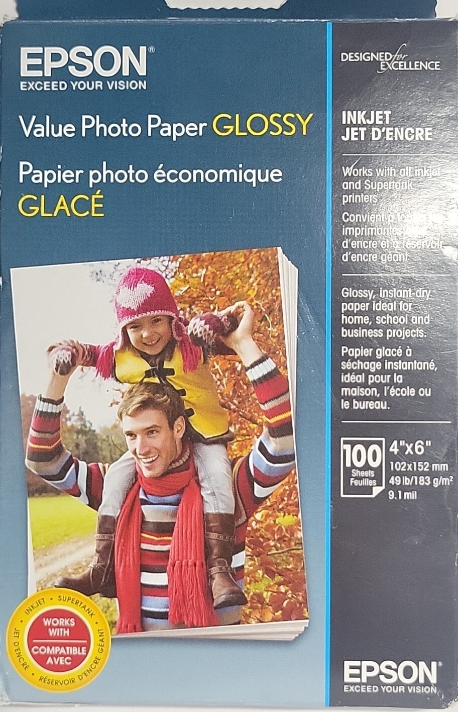 Epson Value Photo Paper Glossy 100 Sheets 4×6″ S400034 Made in Japan