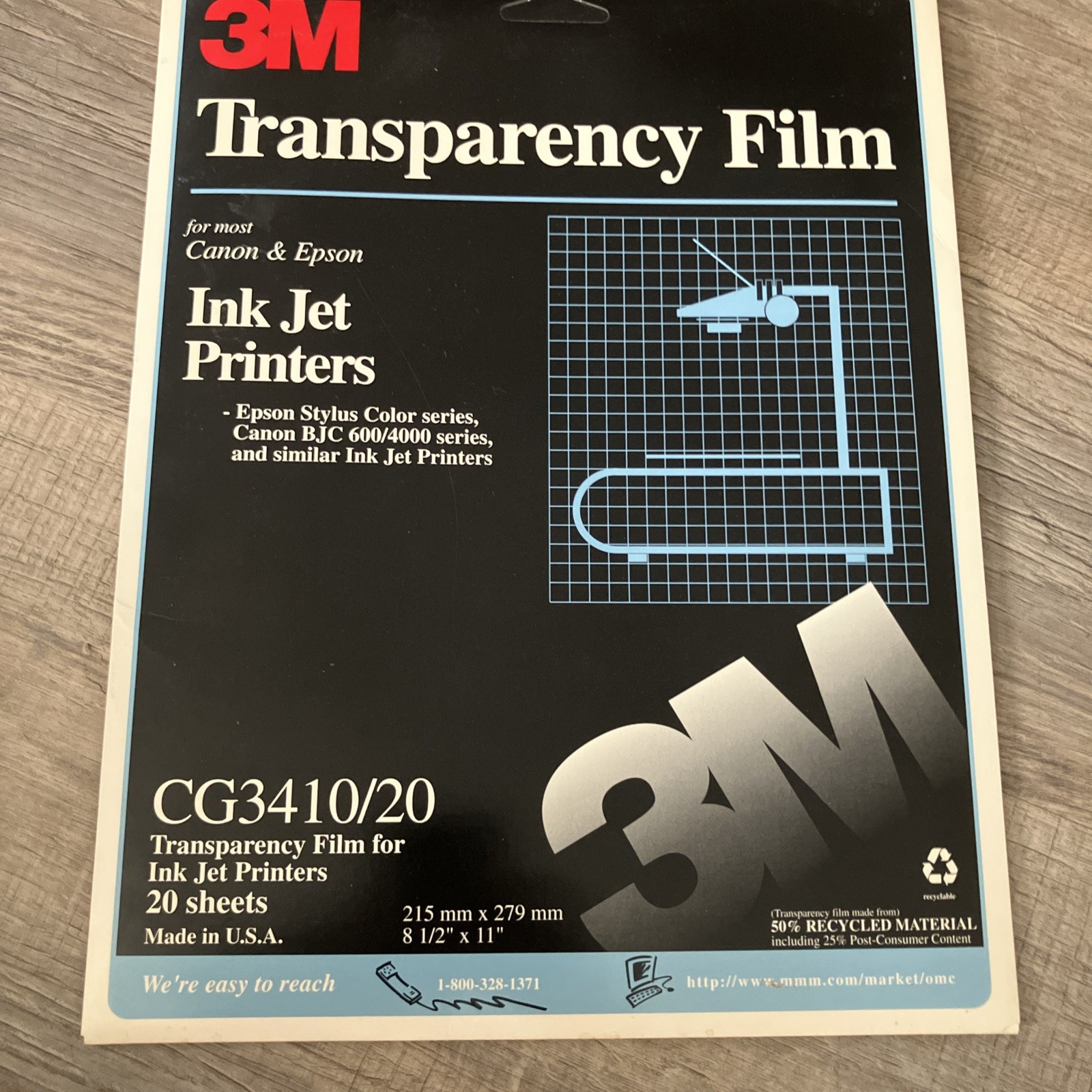3M CG3410 Transparency Film for Canon Epson Color Ink Jet Printers NEW