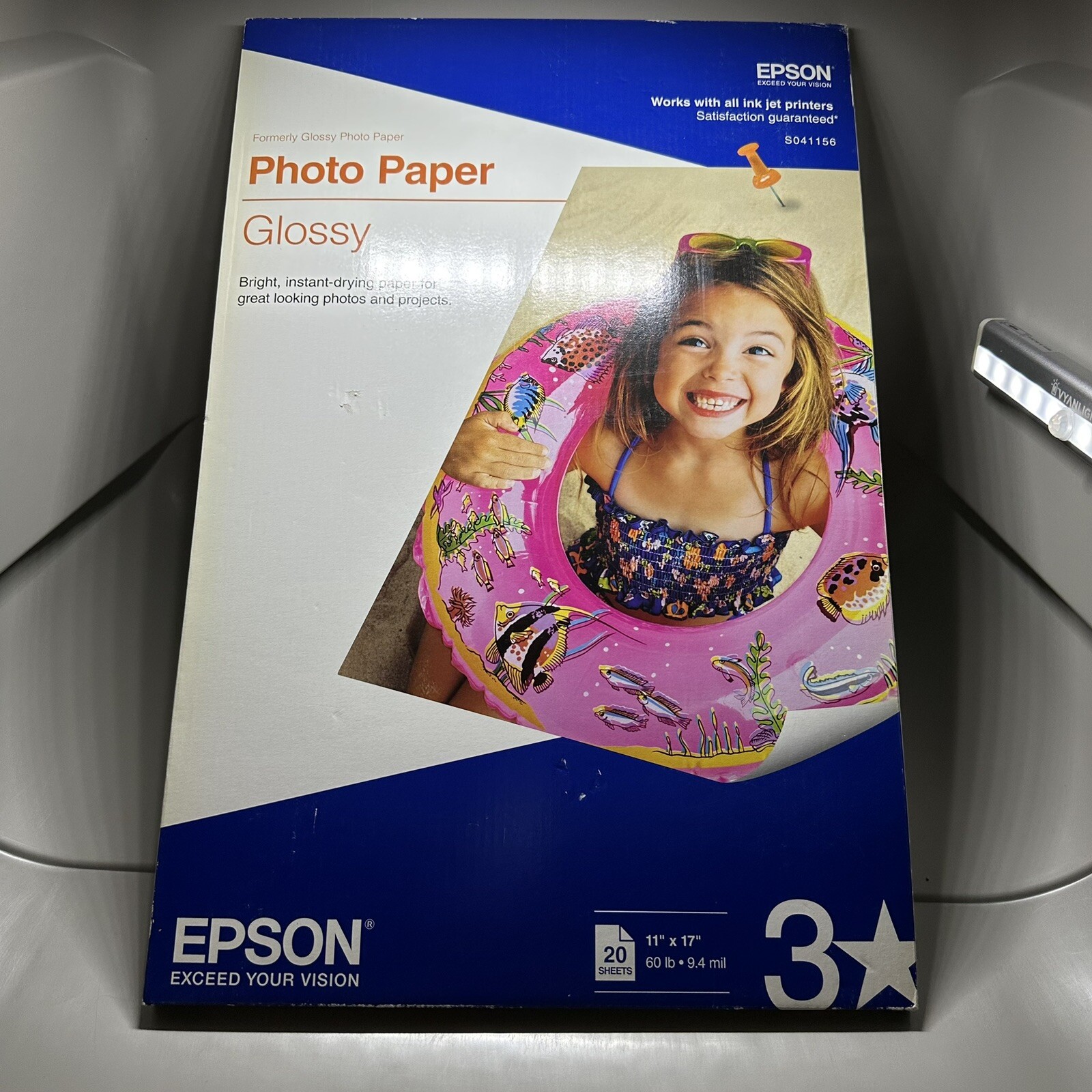 Epson Glossy Photo Paper 11 x 17 60 lbs. S041156 Pack of 20 Sheets