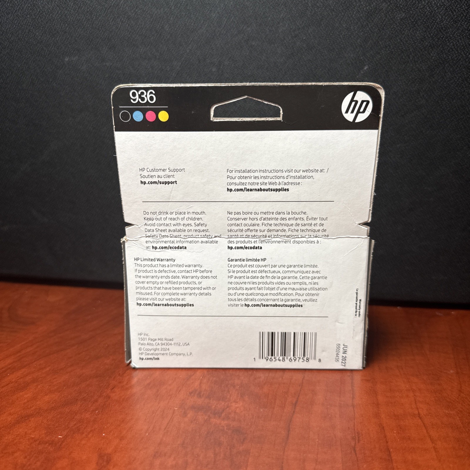 HP 936 Ink Cartridges – Genuine Black-Magenta-Yellow-Cyan 4 Pack (7588) New