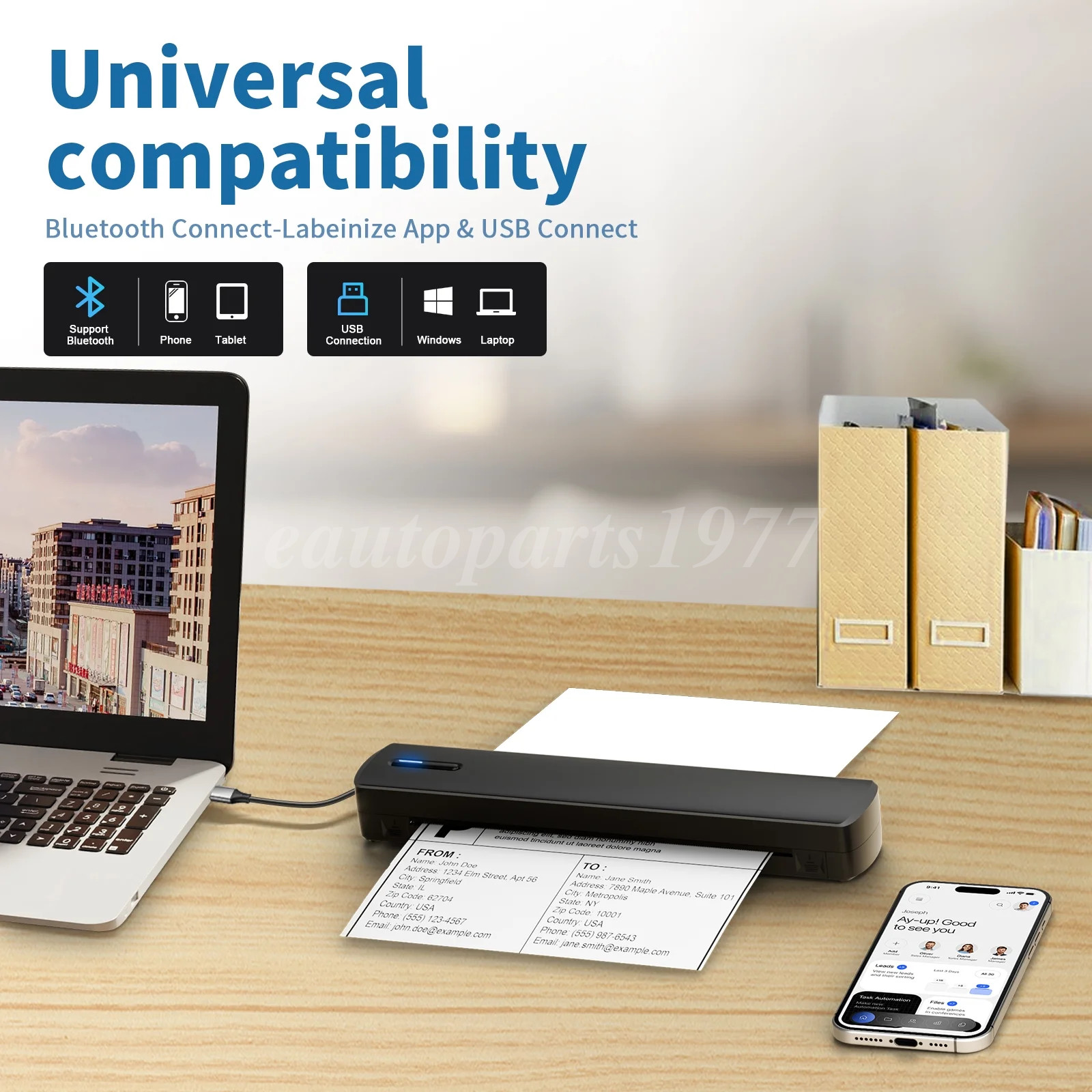 Wireless Bluetooth Portable Thermal A4 Printer Portable 8.5″ X 11″ US Letter Lot