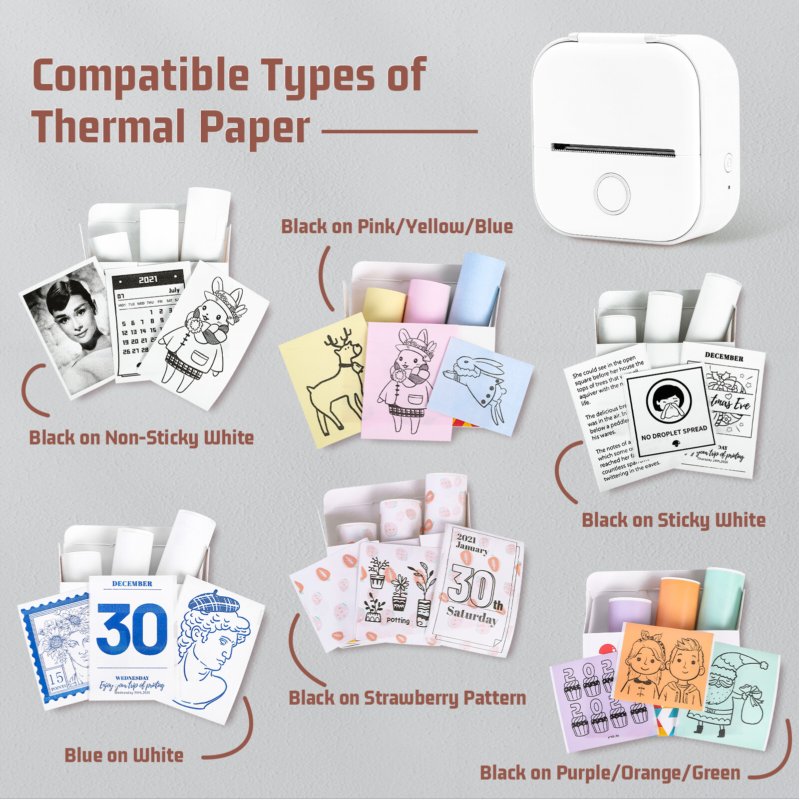 Phomemo T02 Mini Pocket Thermal Printer Wireless Bluetooth Photo Sticker Printer