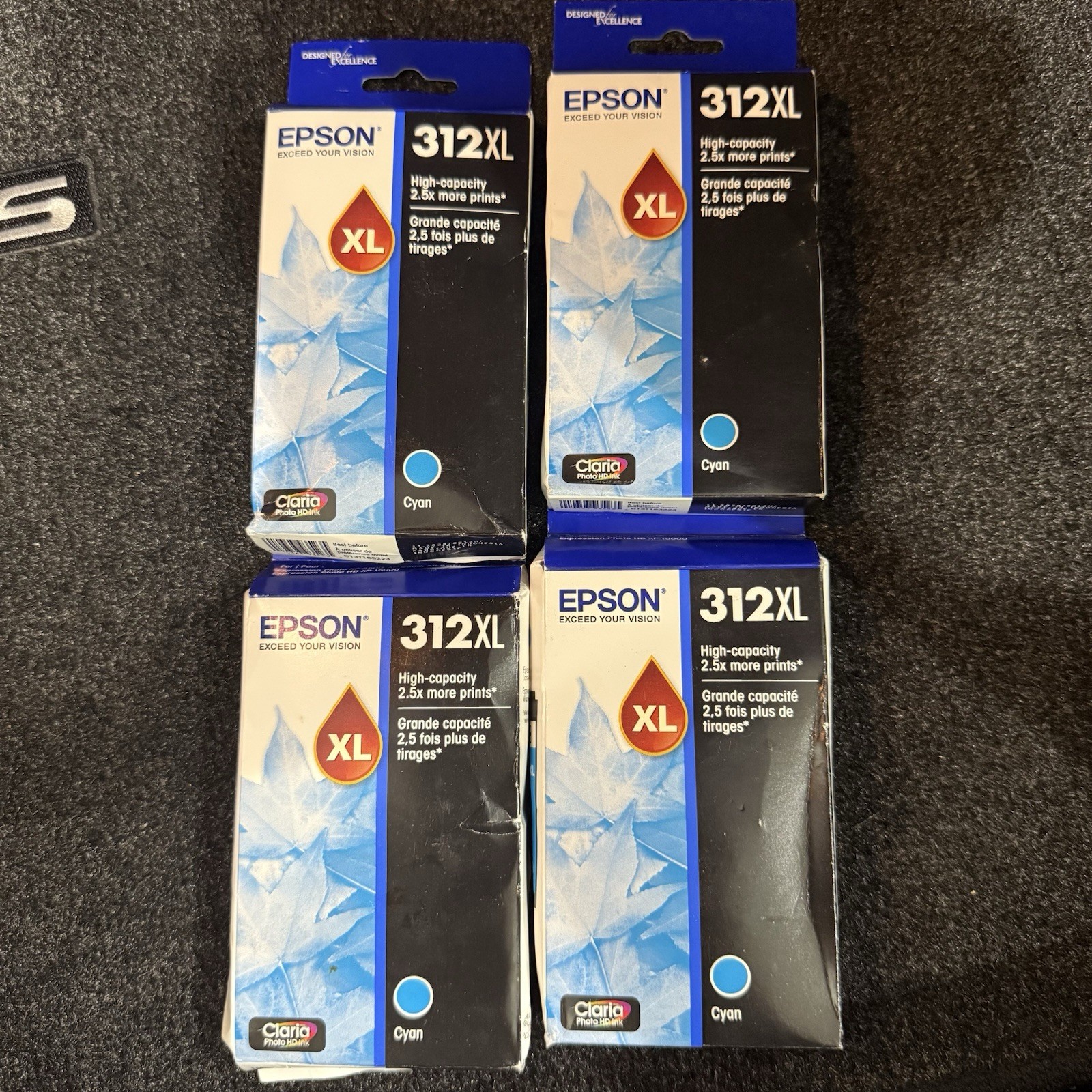 Lot Of 4 Cyan Genuine Epson 312XL Ink Cartridges NEW SEALED
