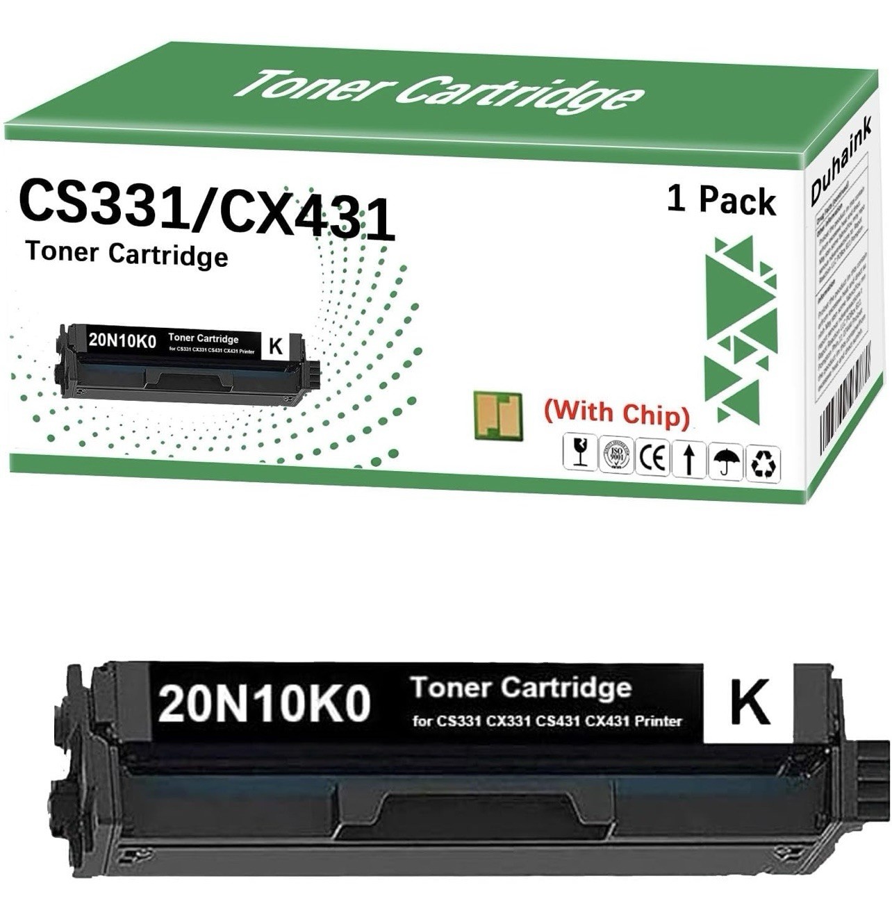 A23-20N10K0 1 Pack Black Toner Cartridge for Lexmark CS331 CX331 CS431 CX431