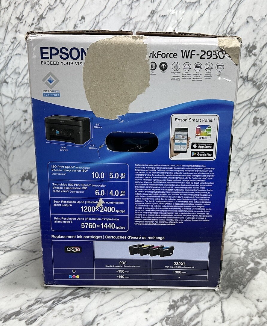 Epson WorkForce WF-2930 Wireless Color All-in-One Inkjet Printer