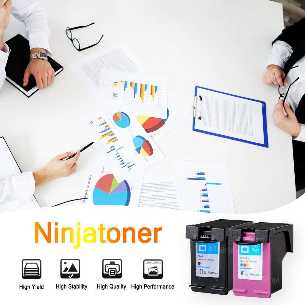 2 Pack 61XL 61 XL Black Ink For HP ENVY 4500 4504 4505 5530 5535 5539 DeskJet