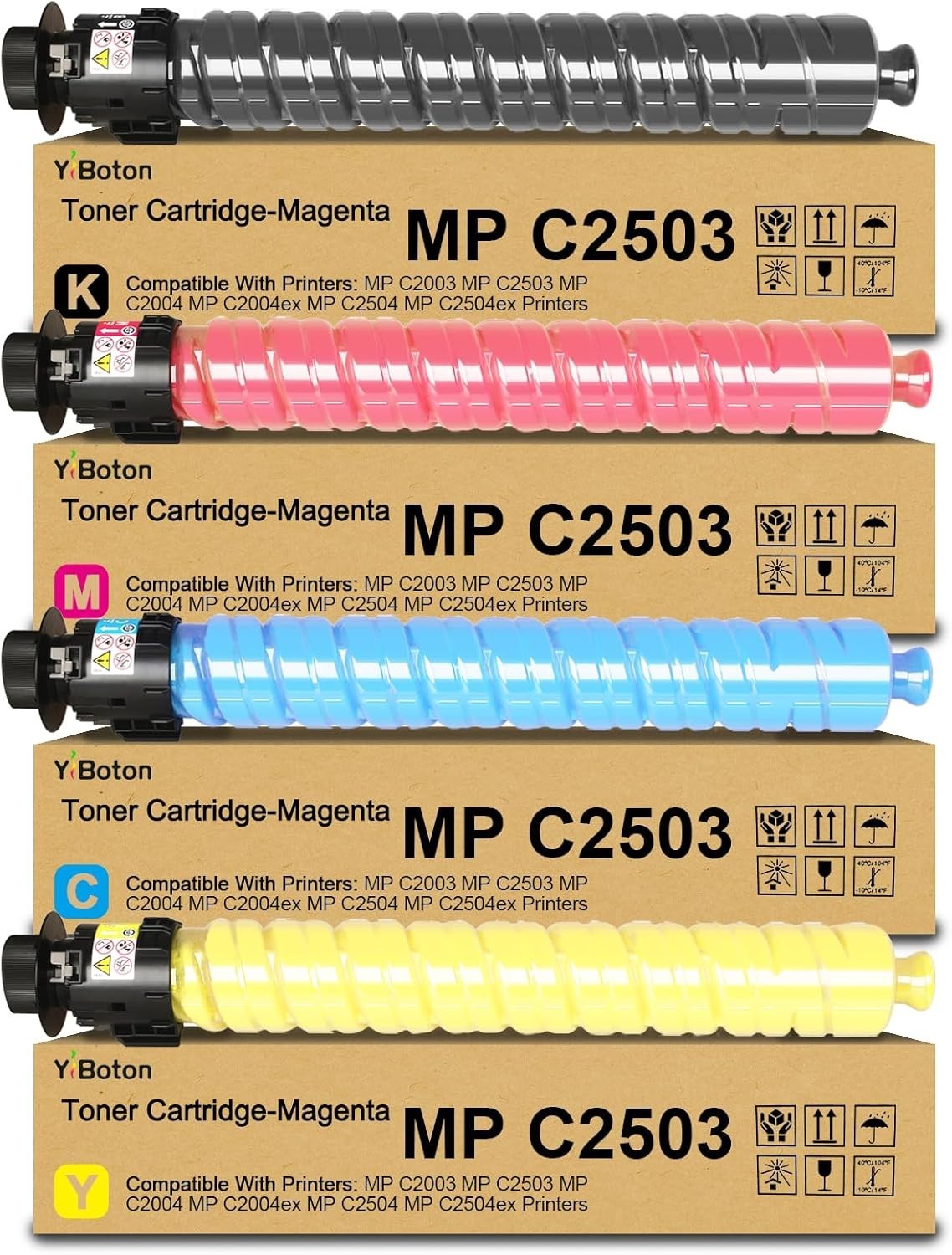 Compatible w/ Ricoh MP C2503 C2504 C2003 Toner Set 4 Pack w Chip High Yield