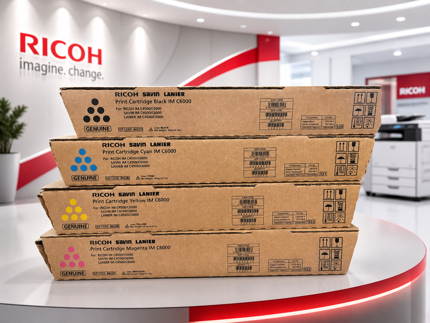 Genuine Ricoh IMC4500/C6000 CMYK Toner Set CMYK 842279,842280,842281,842282 OEM
