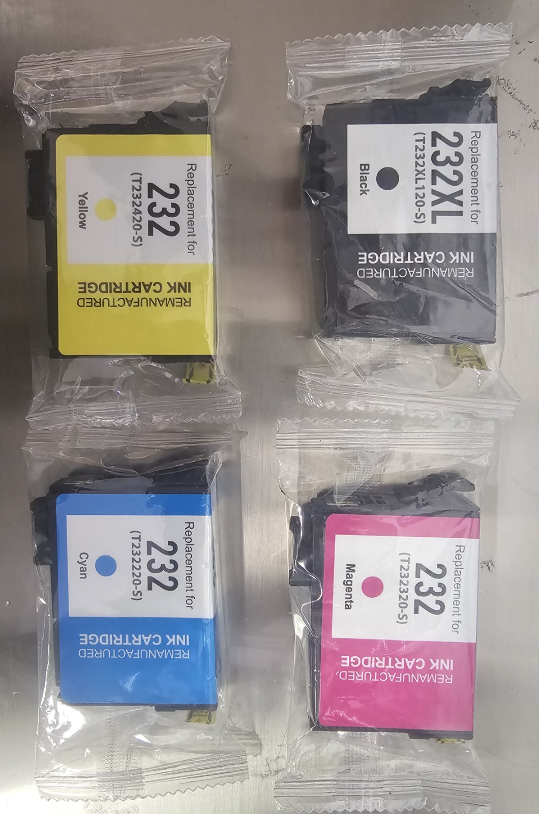 Ink Catridges Replacement 232 (XL-Black, Cyan, Magenta, Yellow)