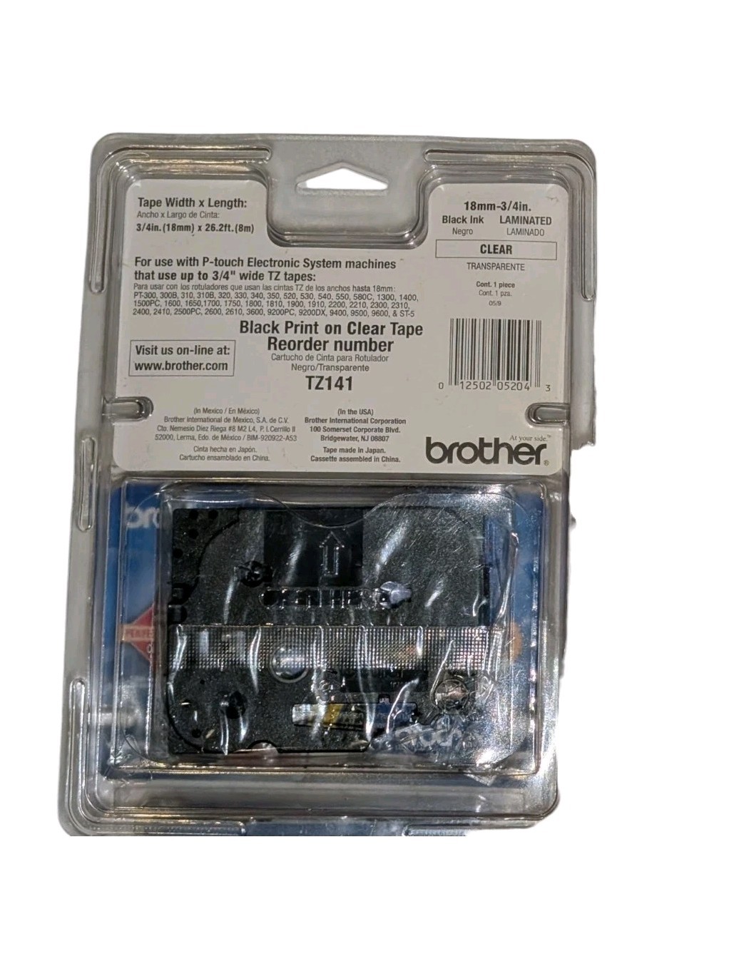 Brother TZ-141 3/4″ 18mm Black Print On Clear P-touch Tape Labels Lot Of 3
