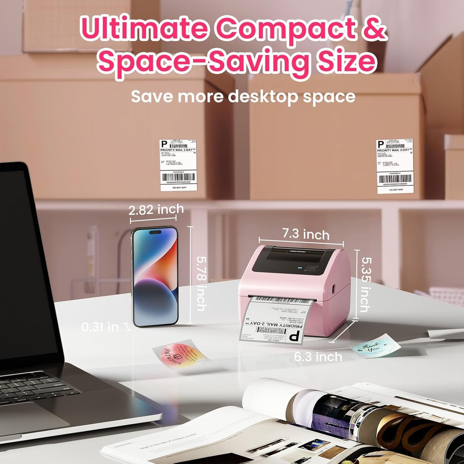 Compact Bluetooth Thermal Label Printer 4×6 – Ideal for Small Business Shipping