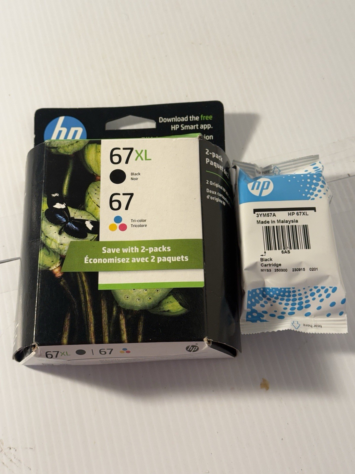 Genuine HP 67XL / 67 Ink Cartridges (Black/Tri-Color). Exp 3-25. Extra Black