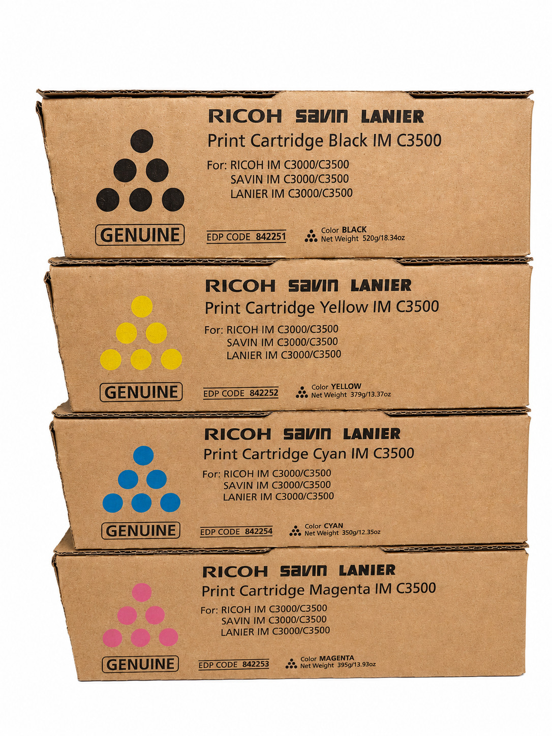 Genuine Ricoh IM C3000 IM C3500 Toner Set OEM CMYK – New Sealed