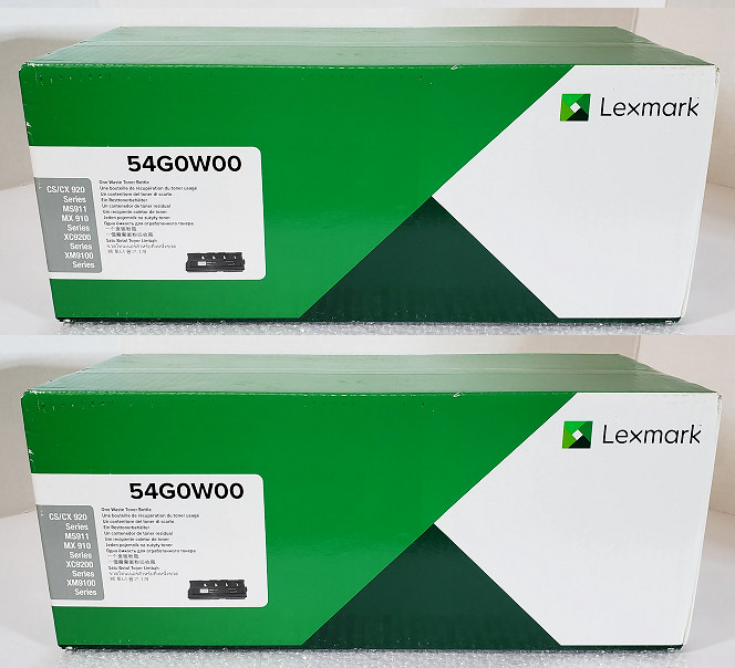 2 Sealed Lexmark 54G0W00 CS/CX920 MS911 MX910 XC9200 XM9100 Waste Toner Bottles