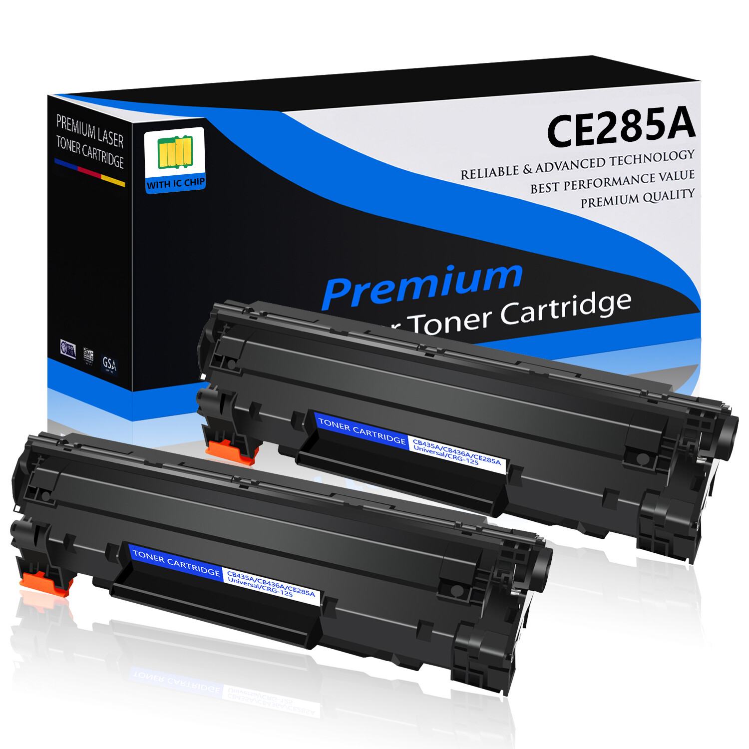 2PK CE285A Black Tone Cartridge for HP LaserJet P1102W M1217nfw MFP P1102W P1102