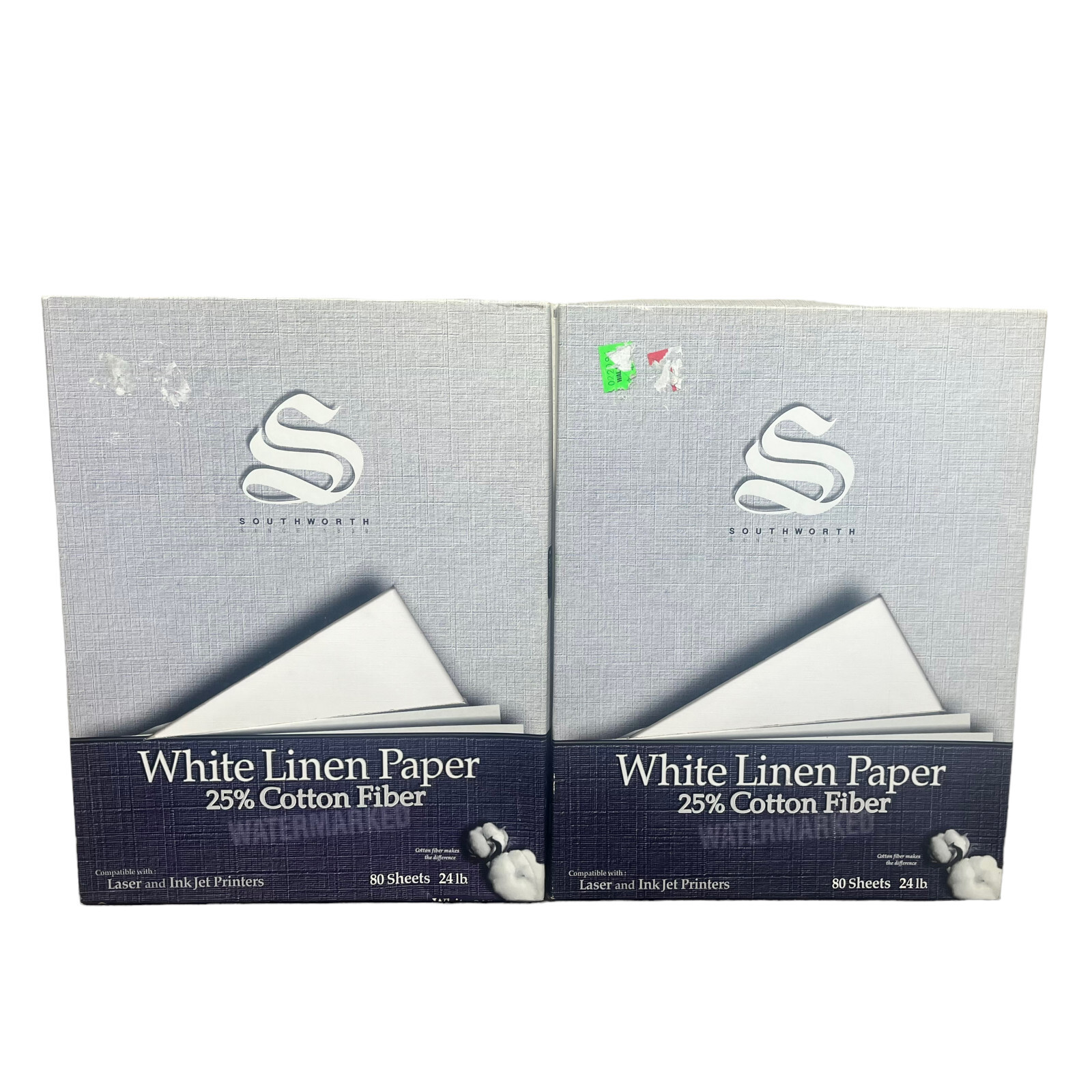 Southworth White Linen Paper Watermarked 25% Cotton Fiber 24lb (160 Sheets)