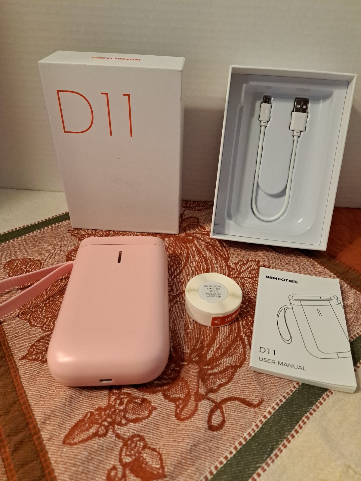 Niimbot D11 Pink Handheld Thermal Label Printer New Open Box W/ Labels N