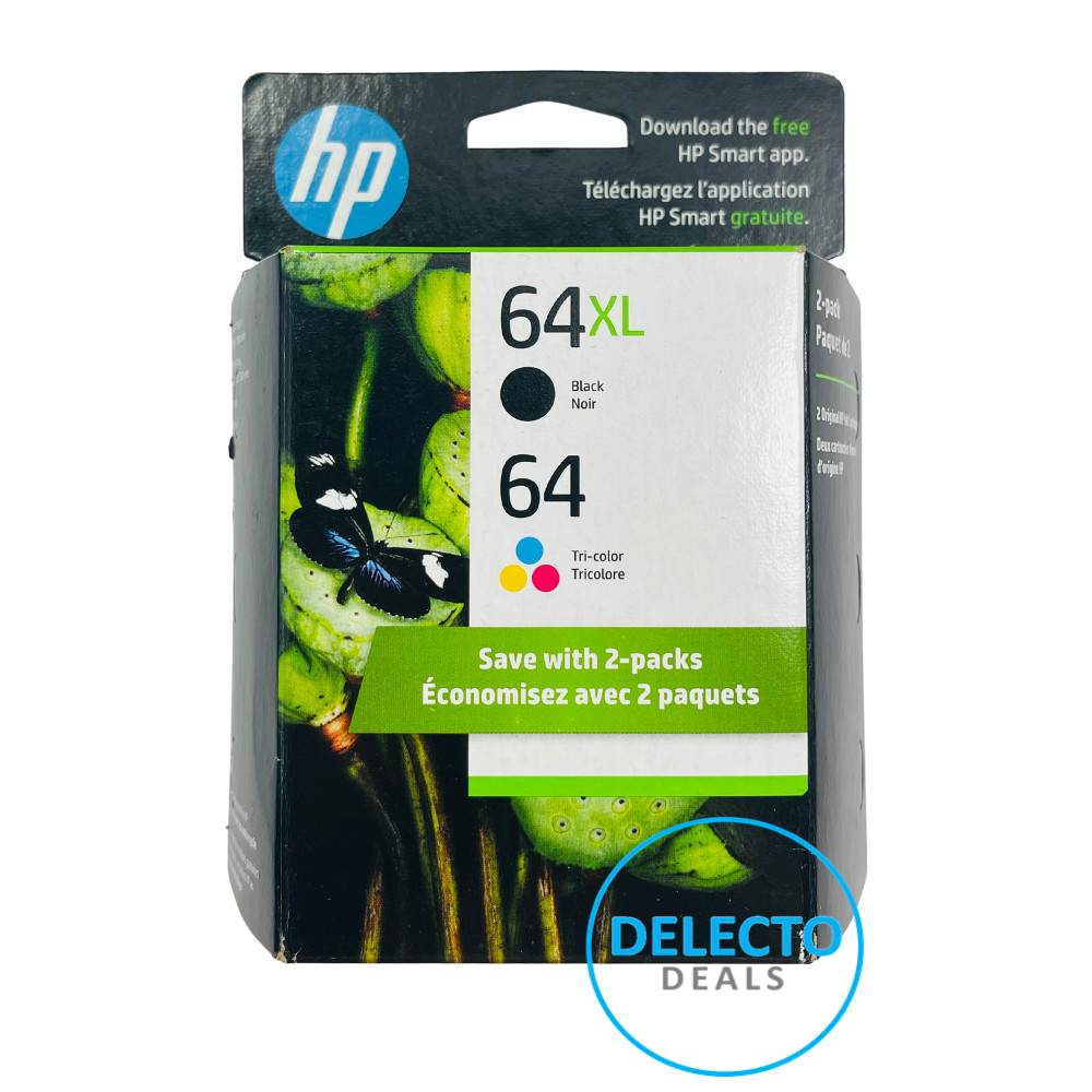 GENUINE 2-Pack HP 64XL Black & 64 Tri-color Ink ENVY 7155 7858 SEALED 12/2026+