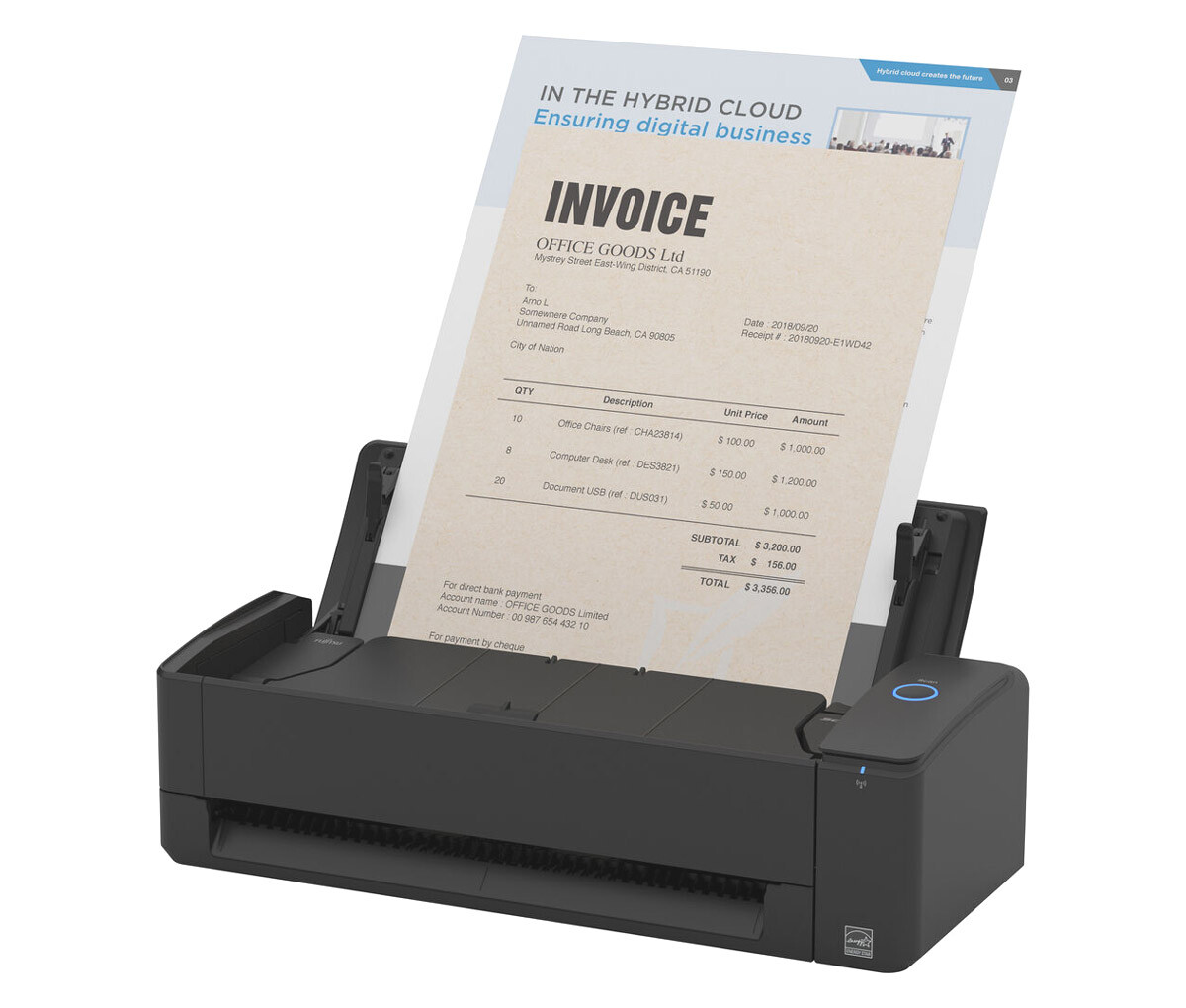 Fujitsu ScanSnap iX1300 ADF Scanner – 600 dpi Optical- Duplex Scanning – USB
