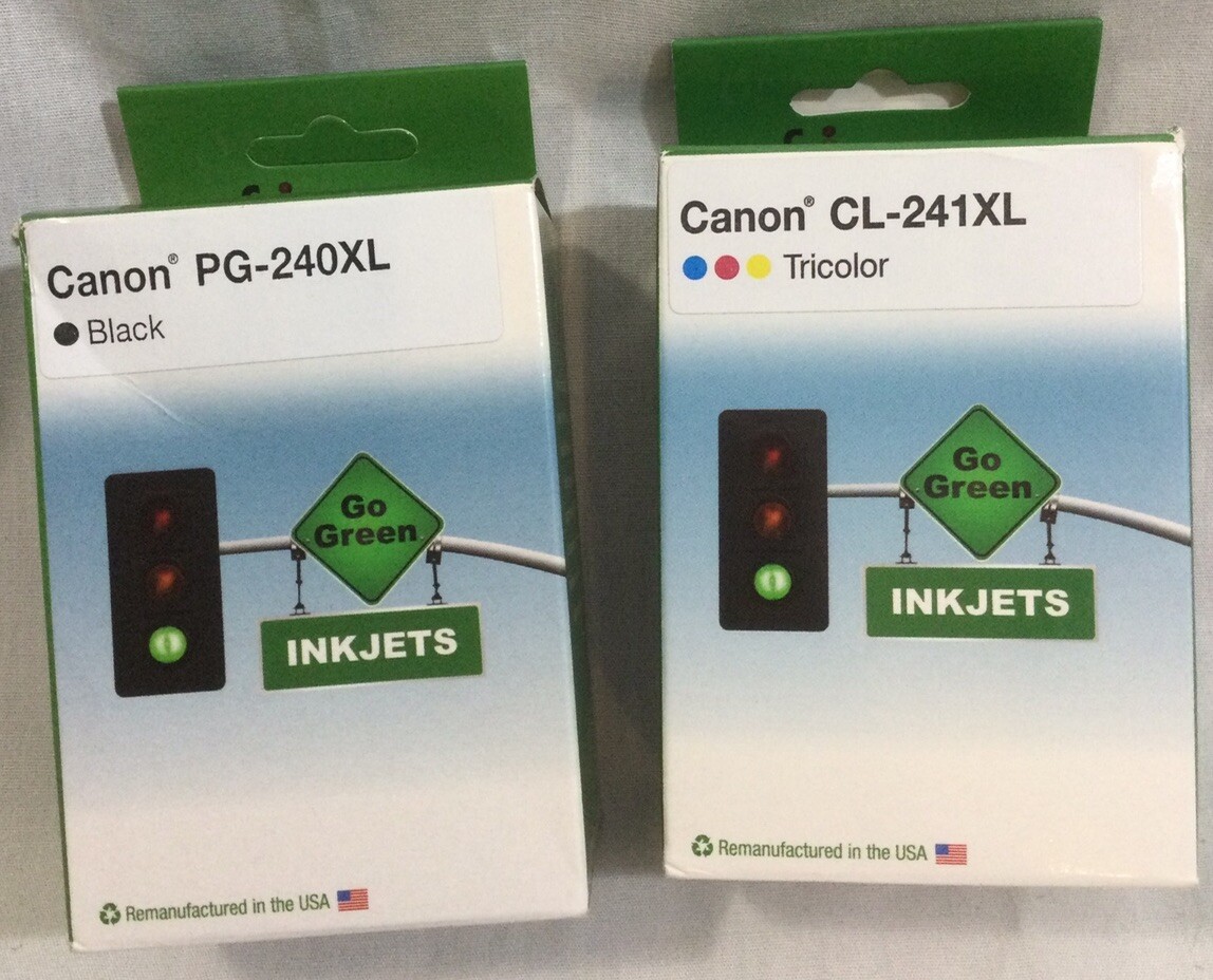 Lot Of 2 FOCUS Canon Black Ink Jet Cartridge PG-240XL & Canon PG-240XL Tricolor