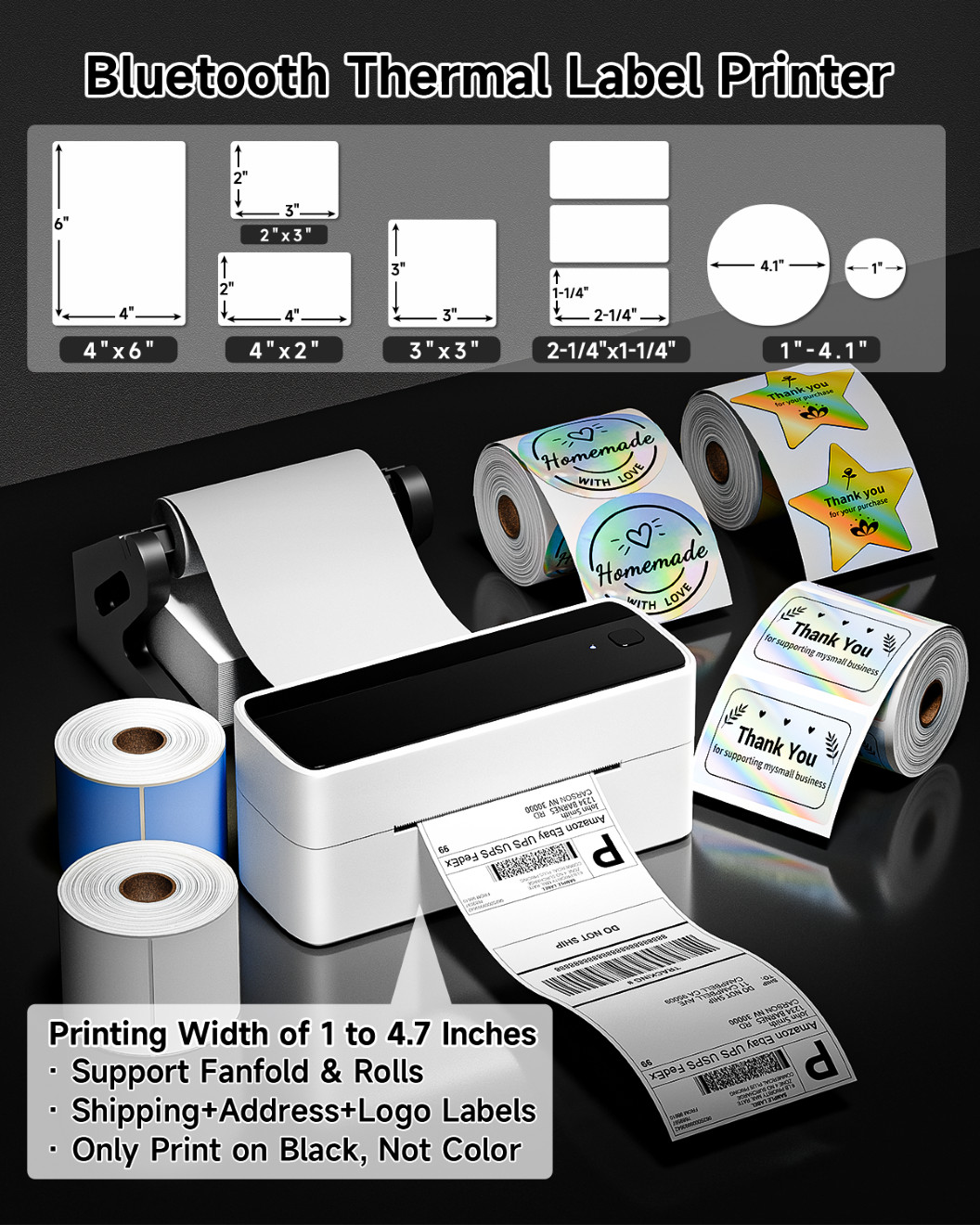 Phomemo Bluetooth Thermal Label Printer 241BT 4X6 Label Printer for Shipping