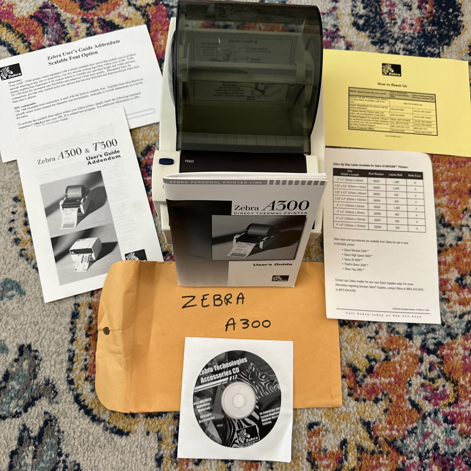 Zebra A300 Direct Thermal Bar Code Label Printer, ZPL WORKS – *NO CABLES*